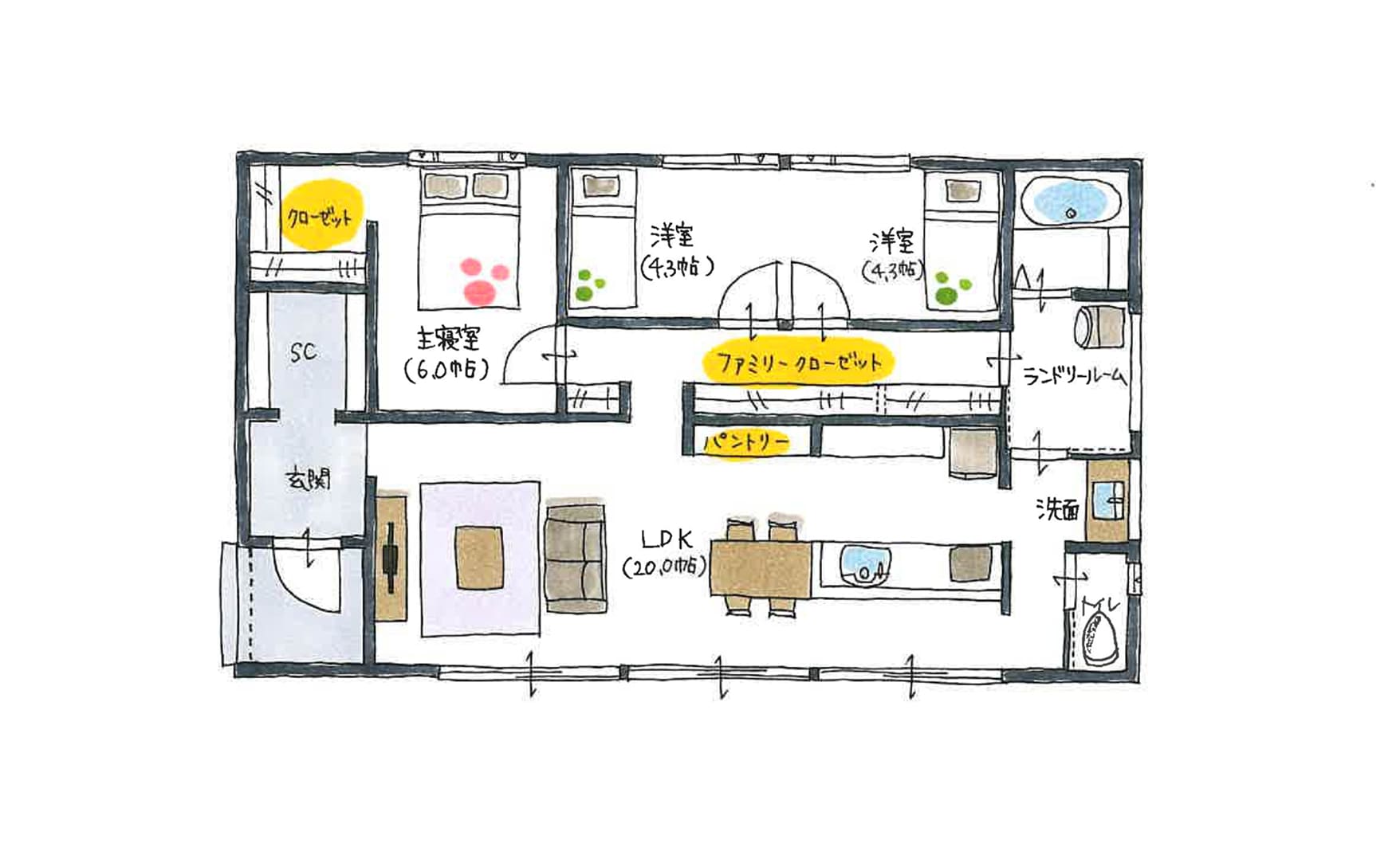 シカクプランの間取り図