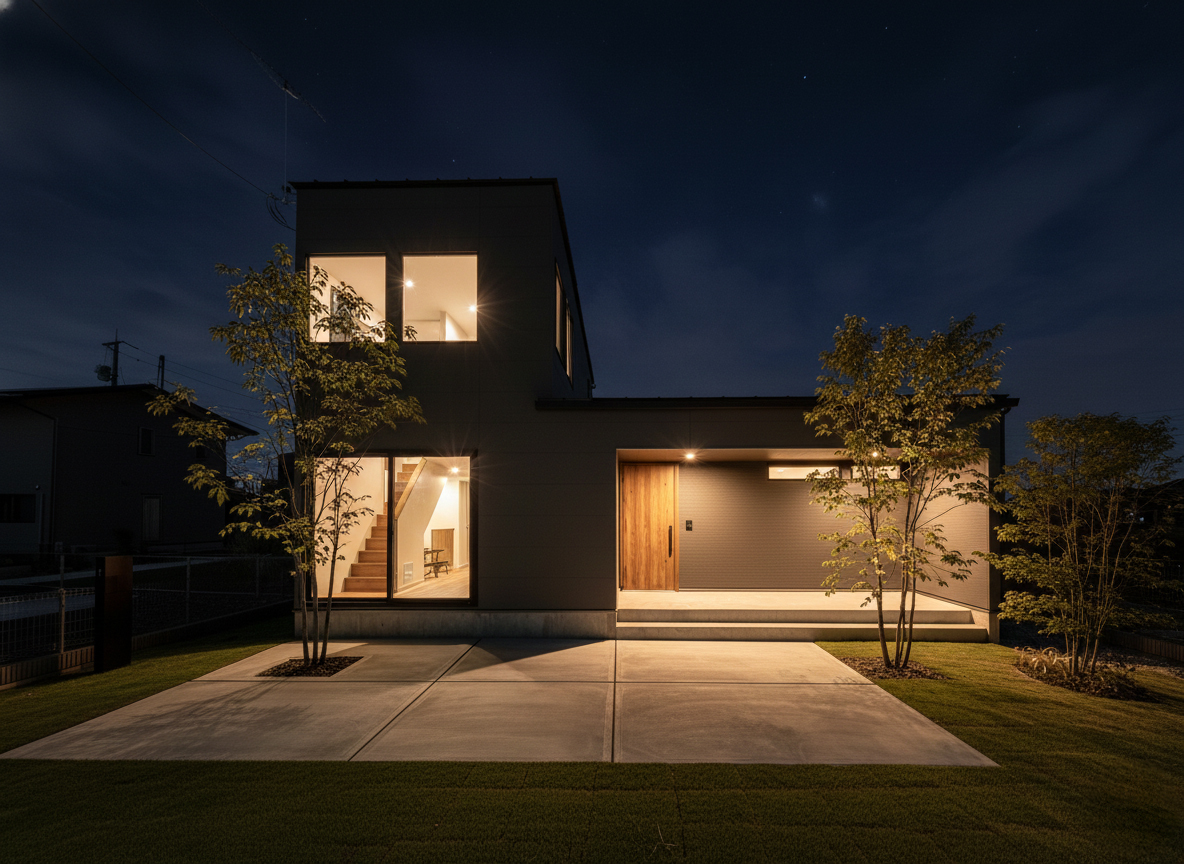 新築｜小山市｜大谷石が迎える、回遊する半平屋。